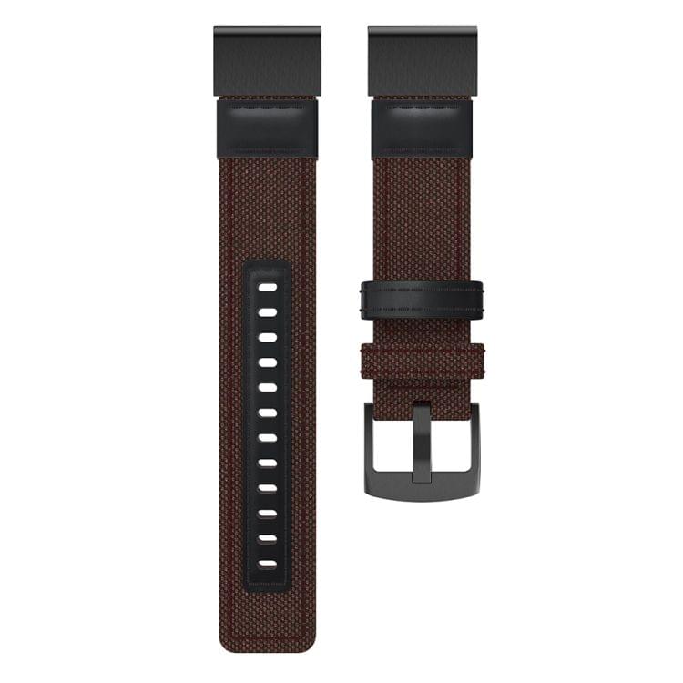 Canvas and Leather Wrist Strap Watch Band for Garmin Fenix5 Plus, Wrist Strap Size:150+110mm(Brown)