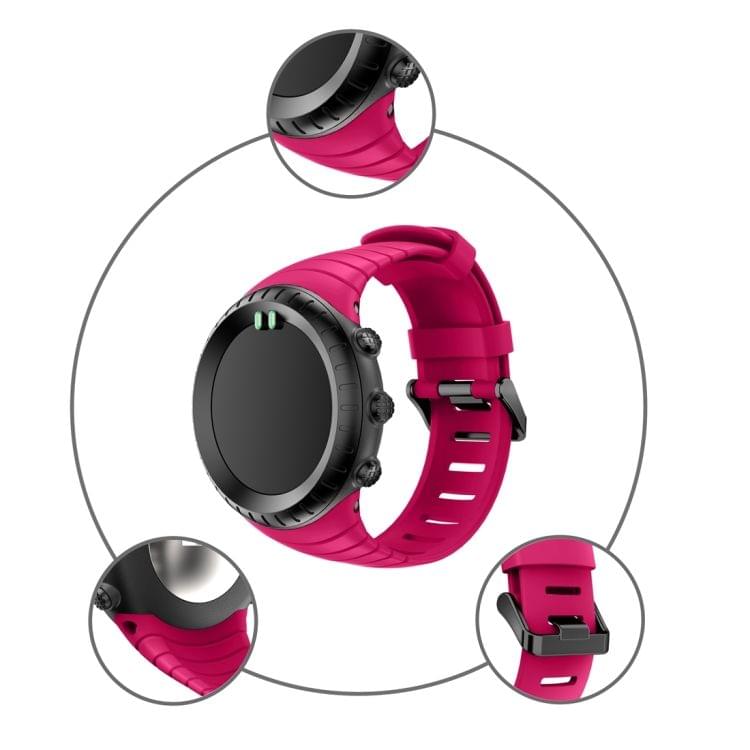 For Sunnto Core Series Square Steel Buckle Silicone TPU Watch Bands(Magenta)