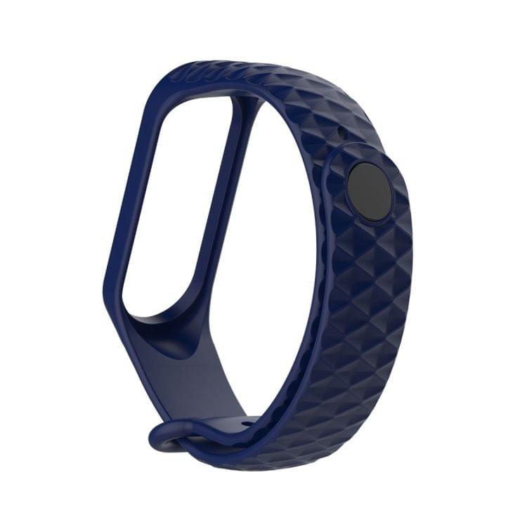 2 in 1 Diamond Texture Silicone Rubber Wristband Wrist Band Strap Replacement with TPU Screen Film for Xiaomi Mi Band 3 (Dark Blue)