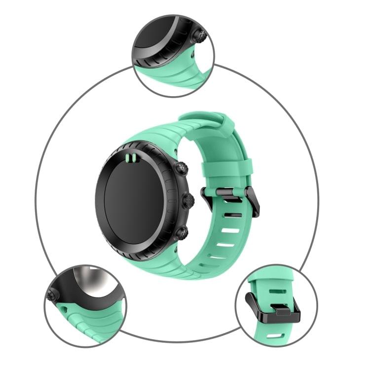 For Sunnto Core Series Square Steel Buckle Silicone TPU Watch Bands(Mint Green)