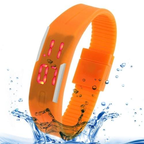 Fashion Waterproof Silicone Bracelet Watch with LED Display(Orange)