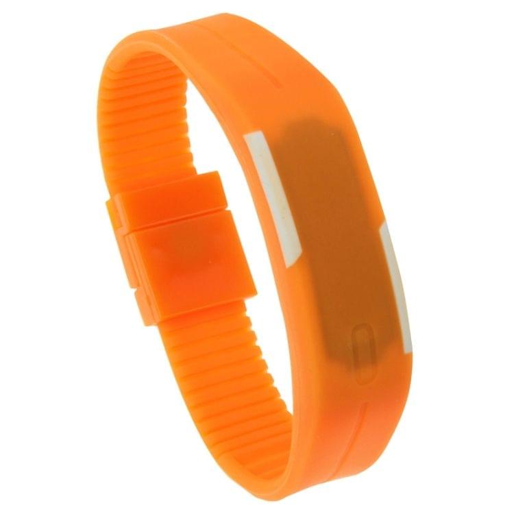 Fashion Waterproof Silicone Bracelet Watch with LED Display(Orange)