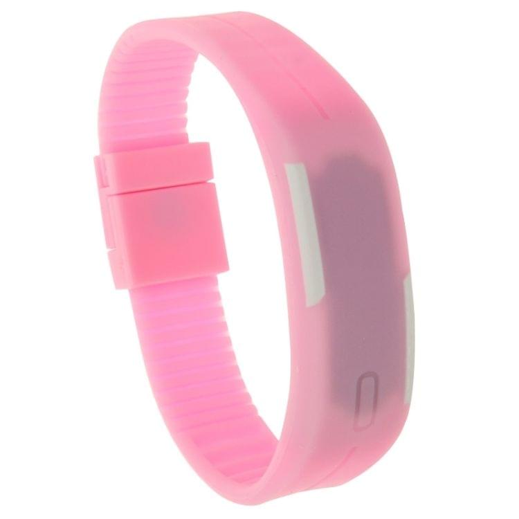 Fashion Waterproof Silicone Bracelet Watch with LED Display(Pink)