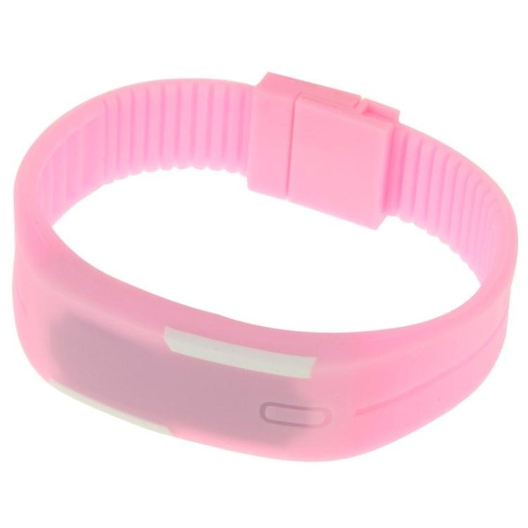 Fashion Waterproof Silicone Bracelet Watch with LED Display(Pink)