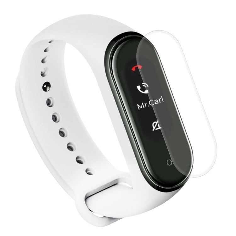 2 in 1 Silicone Rubber Wristband Wrist Band Strap Replacement with TPU Full Coverage Screen Film for Xiaomi Mi Band 4(White)