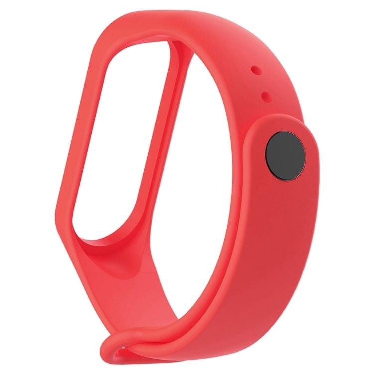 2 in 1 Bracelet Watch Silicone Rubber Wristband Wrist Band Strap Replacement with TPU Screen Film for Xiaomi Mi Band 3 (Red)