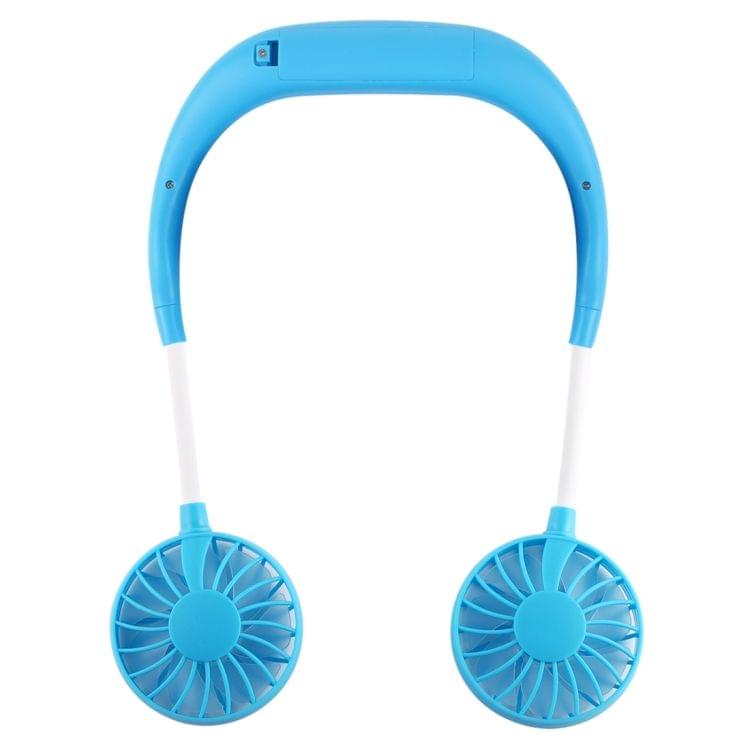 0.3W-1.2W Portable Adjustable Micro USB Charging Hanging Neck Type Aromatherapy Electric Sport Fan(Blue)