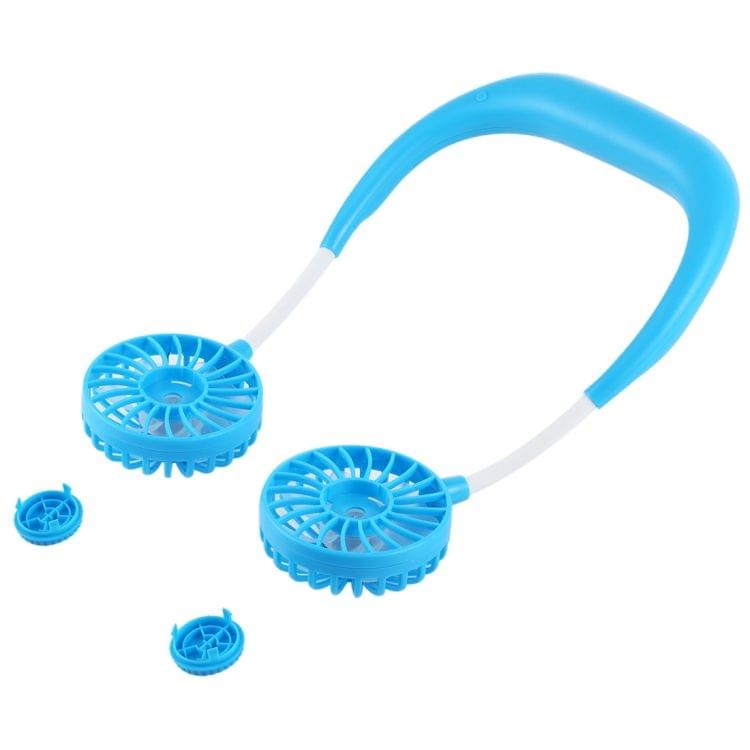 0.3W-1.2W Portable Adjustable Micro USB Charging Hanging Neck Type Aromatherapy Electric Sport Fan(Blue)