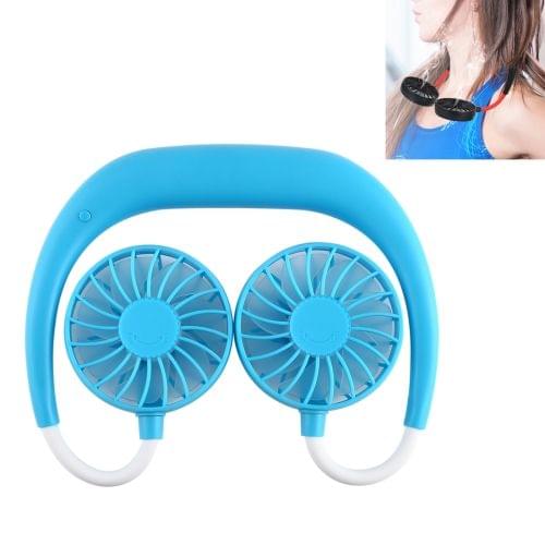 0.3W-1.2W Portable Adjustable Micro USB Charging Hanging Neck Type Aromatherapy Electric Sport Fan(Blue)