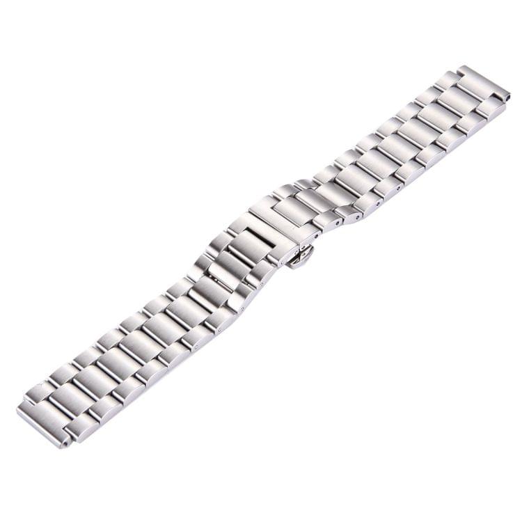 For Huawei Smart Watch Hidden Butterfly Buckle 3 Beads Stainless Steel Watchband(Silver)