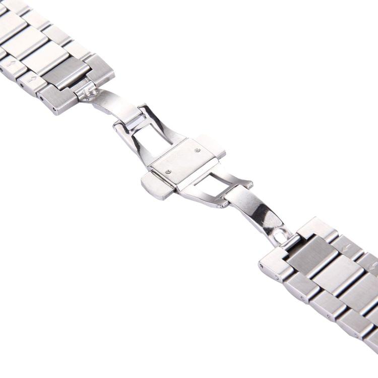 For Huawei Smart Watch Hidden Butterfly Buckle 3 Beads Stainless Steel Watchband(Silver)