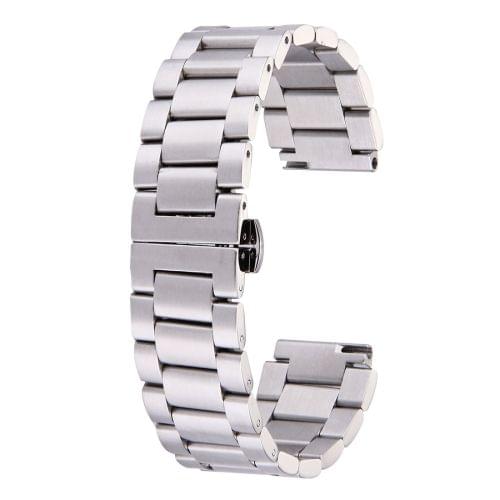 For Huawei Smart Watch Hidden Butterfly Buckle 3 Beads Stainless Steel Watchband(Silver)