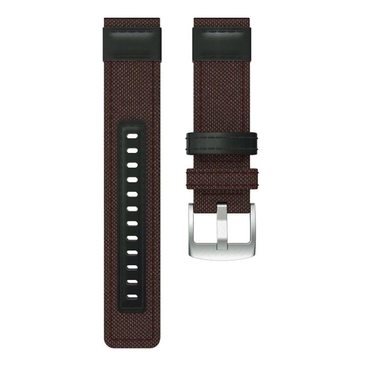 Canvas and Leather Wrist Strap Watch Band for Samsung Gear S2/Galaxy Active 42mm, Wrist Strap Size:135+96mm(Brown)