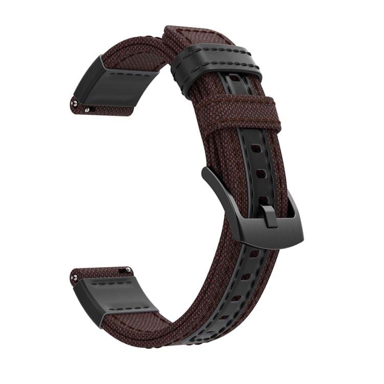 Canvas and Leather Wrist Strap Watch Band for Samsung Gear S2/Galaxy Active 42mm, Wrist Strap Size:135+96mm(Brown)