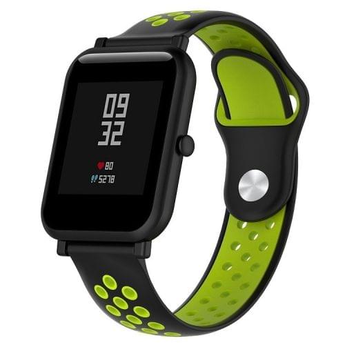 Double Colour Silicone Sport Wrist Strap for Huawei Watch Series 1 18mm(Black+green)