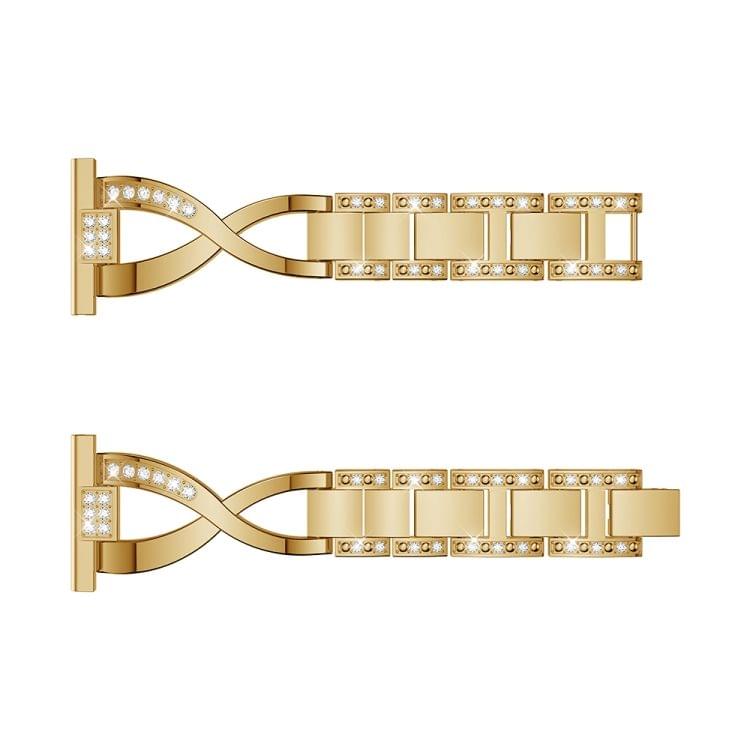 X-shaped Diamond-studded Solid Stainless Steel Wrist Strap Watch Band for Fitbit Versa Lite(Gold)