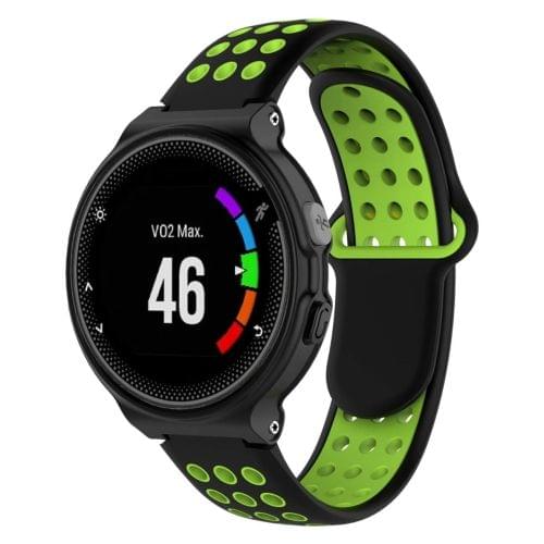 Double Colour Silicone Sport Wrist Strap for Garmin Forerunner 220 / Approach S5 / S20 (Black+green)