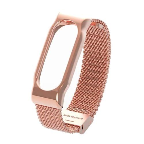 Original Mijobs Metal Strap for Xiaomi Mi Band 2 Screwless Buckle Style Stainless Steel Bracelet Wristbands Replace Accessories, Host not Included(Rose Gold)