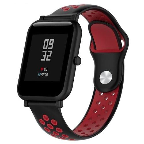 Double Colour Silicone Sport Wrist Strap for Huawei Watch Series 1 18mm(Black Red)