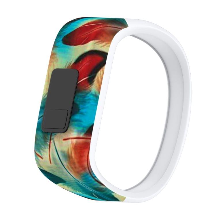 Colourful Feathers Pattern Silicone Sport Wrist Strap for Garmin Vivofit JR, Size: Small(Colour)