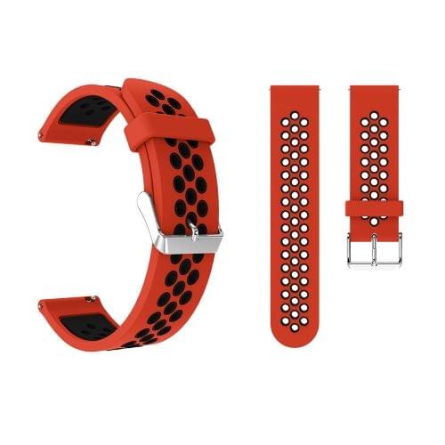 Metal Buckle Two-color Round Hole Silicone Wrist Strap Watch Band for Galaxy Watch Active 20mm (Red + Black)