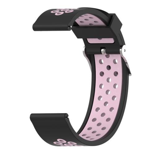 Double Colour Silicone Sport Wrist Strap for Xiaomi Huami Amazfit Bip Lite Version 22mm (Black Pink)