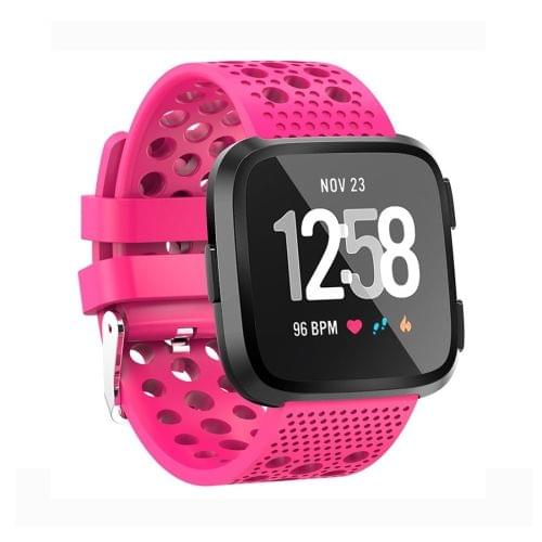 Smart Watch Venting Circle Hole Wrist Strap Watchband for Fitbit Versa (Rose Red)