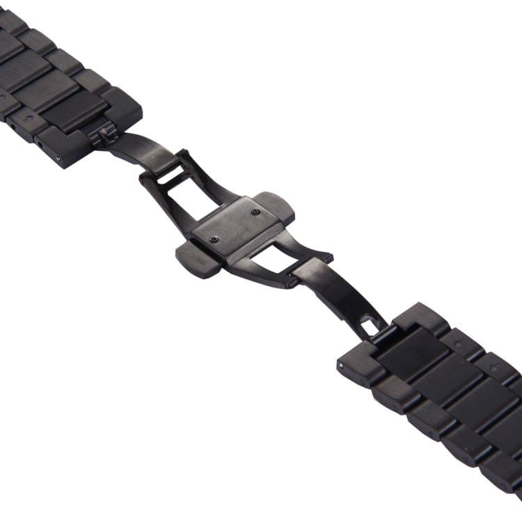 For Huawei Smart Watch Hidden Butterfly Buckle 3 Beads Stainless Steel Watchband(Black)