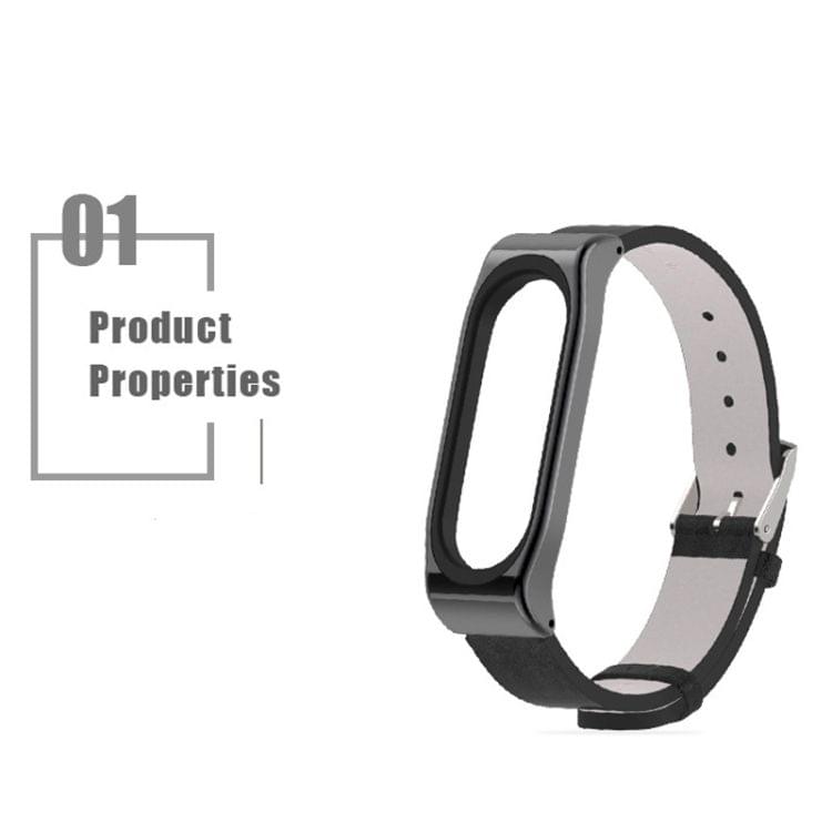 Mijobs PU Leather Strap for Xiaomi Mi Band 3 & 4 Wrist Straps Screw-less Magnetic Bracelet Mi Band3 Smart Band Replace Accessories, Host not Included