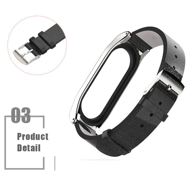 Mijobs PU Leather Strap for Xiaomi Mi Band 3 & 4 Wrist Straps Screw-less Magnetic Bracelet Mi Band3 Smart Band Replace Accessories, Host not Included