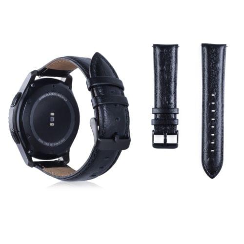 Ostrich Skin Texture Genuine Leather Wrist Watch Band for Samsung Gear S3 22mm(Black)