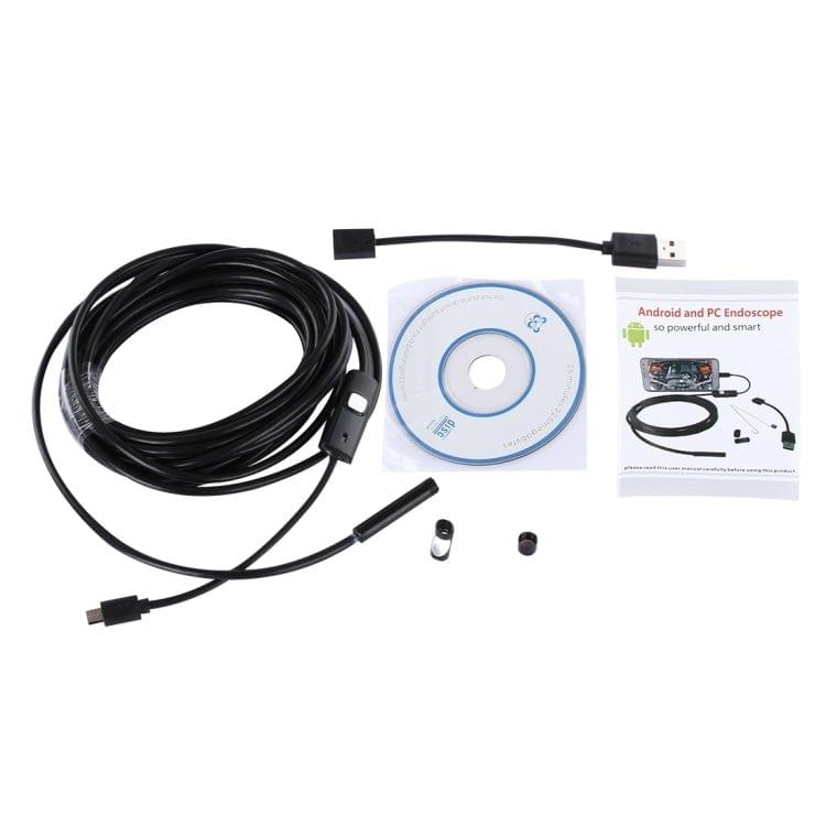 Waterproof Micro USB Endoscope Snake Tube Inspection Camera with 6 LED for OTG Android Phone, Length: 5m, Lens Diameter: 7mm