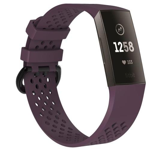 Square Hole Adjustable Sport Wrist Strap for FITBIT Charge 3 (Dark Purple)