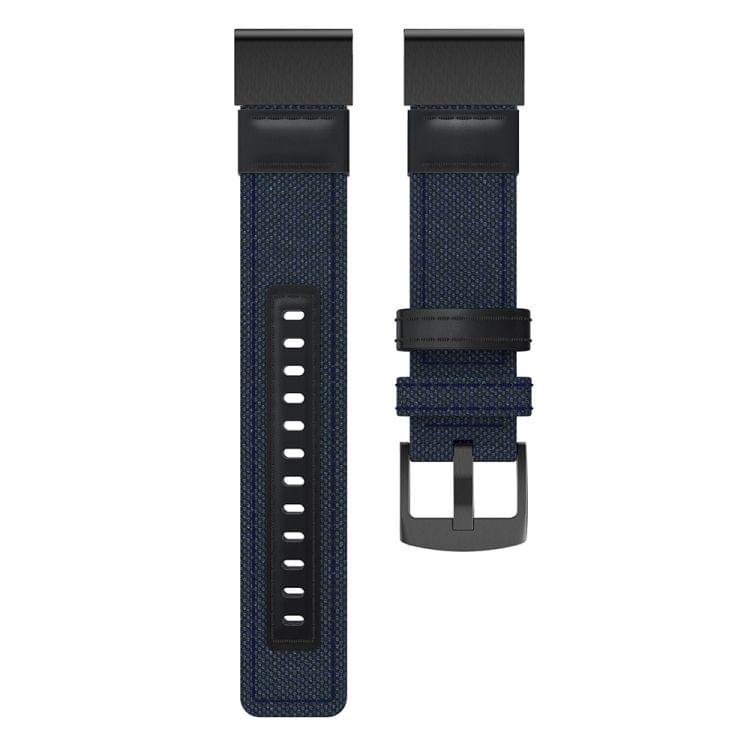 Canvas and Leather Wrist Strap Watch Band for Garmin Fenix5x Plus Fenix3, Wrist Strap Size:150+110mm(Blue)