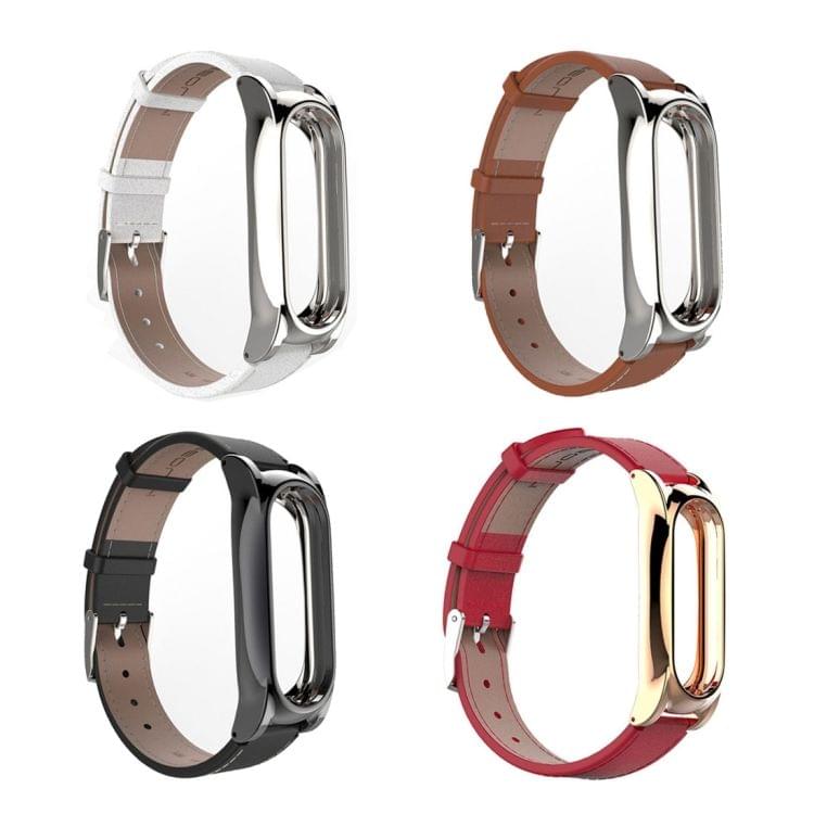 Mijobs Leather Strap for Xiaomi Mi Band 2 Wrist Straps Screwless Magnetic Bracelet Miband2 Smart Band Replace Accessories, Host not Included(Brown)