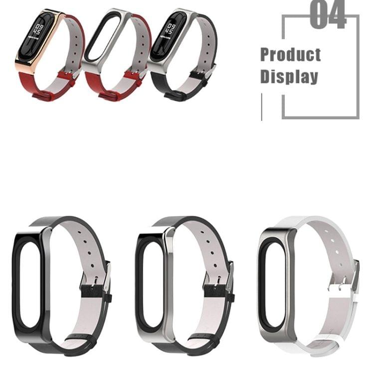 Mijobs PU Leather Strap for Xiaomi Mi Band 3 & 4 Wrist Straps Screwless Magnetic Bracelet Mi Band3 Smart Band Replace Accessories, Host not Included