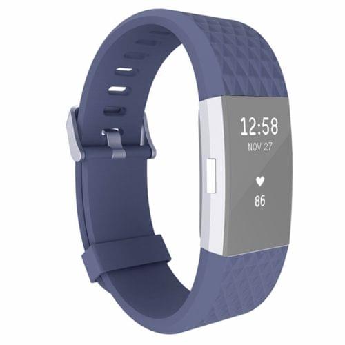 For Fitbit Charger 2 Bracelet Watch Diamond Texture TPU Watchband, Full Length: 23cm(Dark Blue)