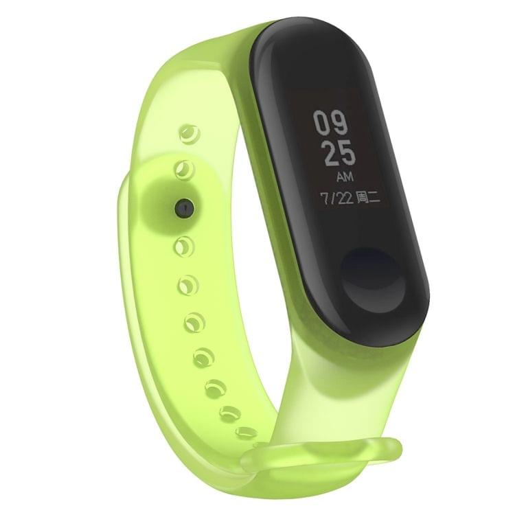 Colorful Translucent Silicone Wrist Strap Watch Band for Xiaomi Mi Band 3 & 4 (Green)