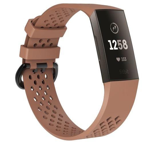 Square Hole Adjustable Sport Wrist Strap for FITBIT Charge 3 (Coffee)