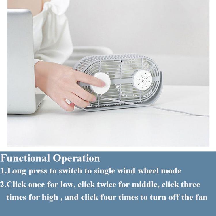 Small Bean Desktop Desktop Double Leaf Usb Mini Fan(Gray)