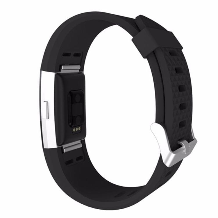 For Fitbit Charger 2 Bracelet Watch Diamond Texture TPU Watchband, Full Length: 23cm(Black)