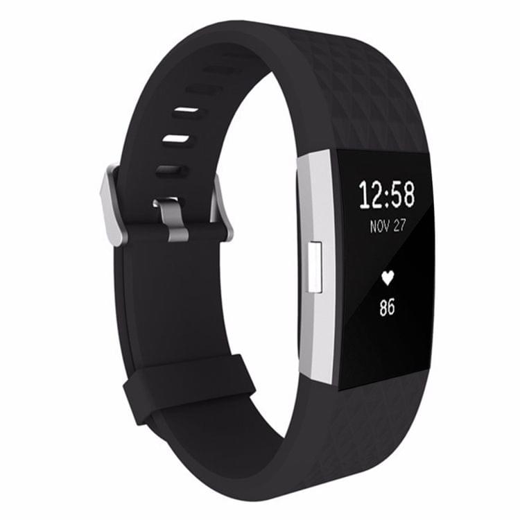 For Fitbit Charger 2 Bracelet Watch Diamond Texture TPU Watchband, Full Length: 23cm(Black)