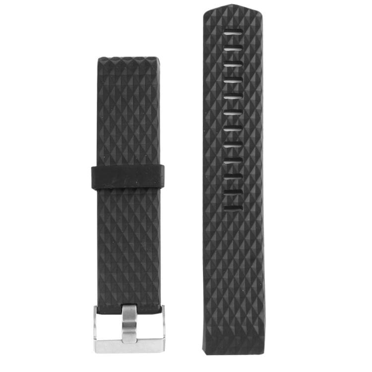 For Fitbit Charger 2 Bracelet Watch Diamond Texture TPU Watchband, Full Length: 23cm(Black)