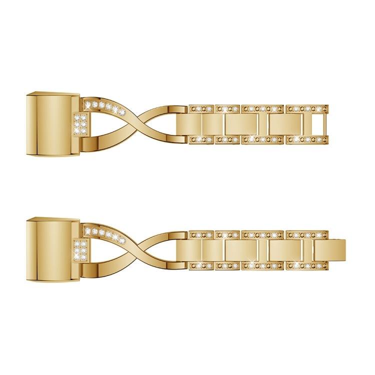 X-shaped Diamond-studded Solid Stainless Steel Wrist Strap Watch Band for Fitbit Charge 2(Gold)