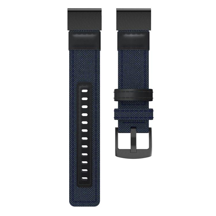 Canvas and Leather Wrist Strap Watch Band for Garmin Fenix5 Plus, Wrist Strap Size:150+110mm(Blue)