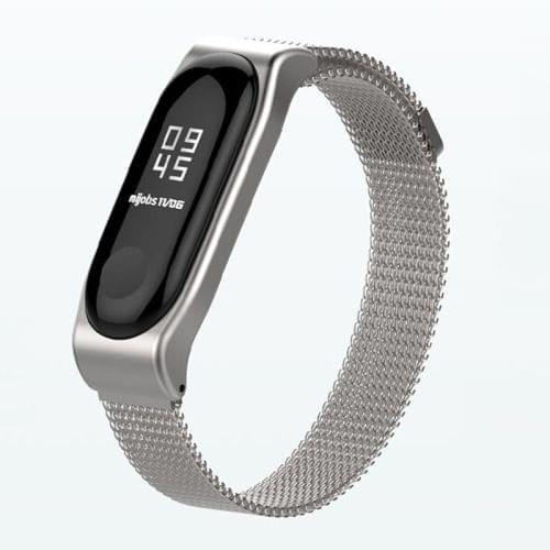 Mijobs Milan SE Metal Strap for Xiaomi Mi Band 3 & 4 Strap Stainless Steel Magnetic Bracelet Buckle Wristbands Replace Accessories, Host not Included(Silver)