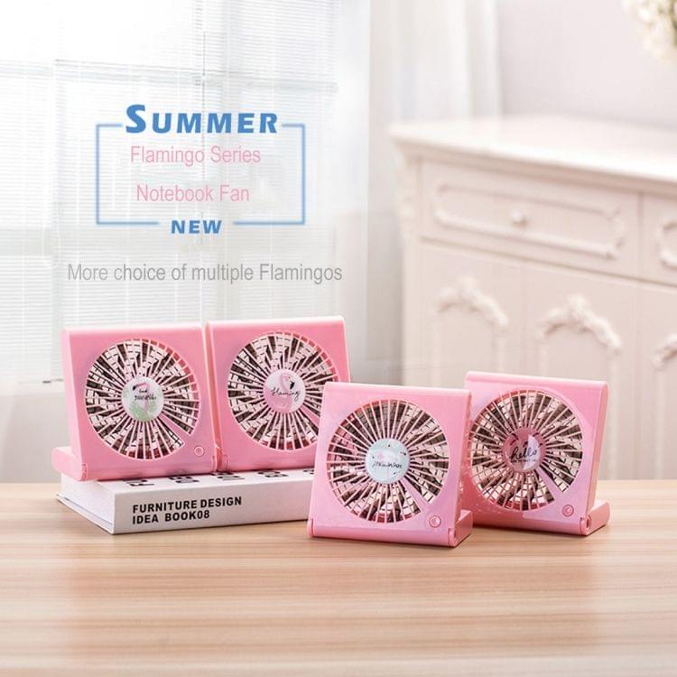 Flamingo Pattern Mini Notebook Folding USB Fan with Wind 3 Speeds