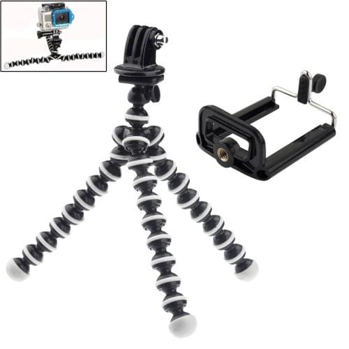 YKD-114 2 in 1 Flexible Tripod with Mount Adapter + Phones Mount Adapter Set for GoPro NEW HERO / HERO7 /6 /5 /5 Session /4 Session /4 /3+ /3 /2 /1, Xiaoyi and Other Action Cameras, Mobile Phone