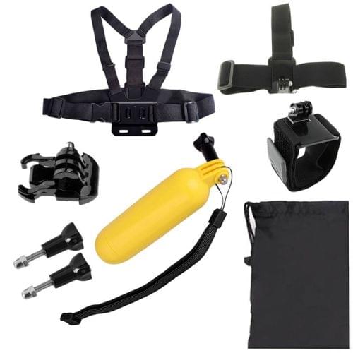 YKD-125 7 in 1 Chest Belt + Wrist Belt + Head Strap + Floating Bobber Monopod + Buckle Basic Mount + Screws + Carry Bag Set for GoPro HERO7 /6 /5 /5 Session /4 Session /4 /3+ /3 /2 /1, Xiaoyi and Other Action Cameras