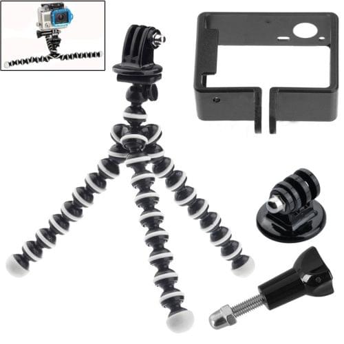 YKD-110 4 in 1 Flexible Mini Tripod + Frame & Case + Screw Set for GoPro HERO4 /3+ /3